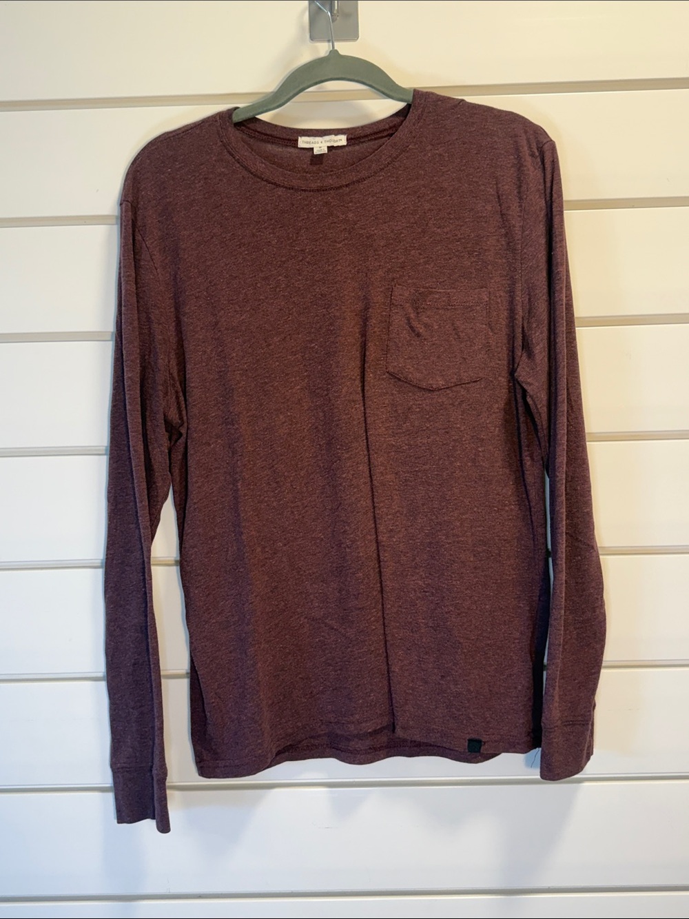 Threads 4 Thought Men's Long Sleeve Pocket Tee - Maroon